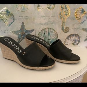 Calvin Klein Espadrille Wedge Slides